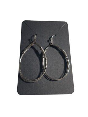 Wire Wrapped Teardrop Dangle Earrings Silver Tone Lightweight Bohemian Jewelry